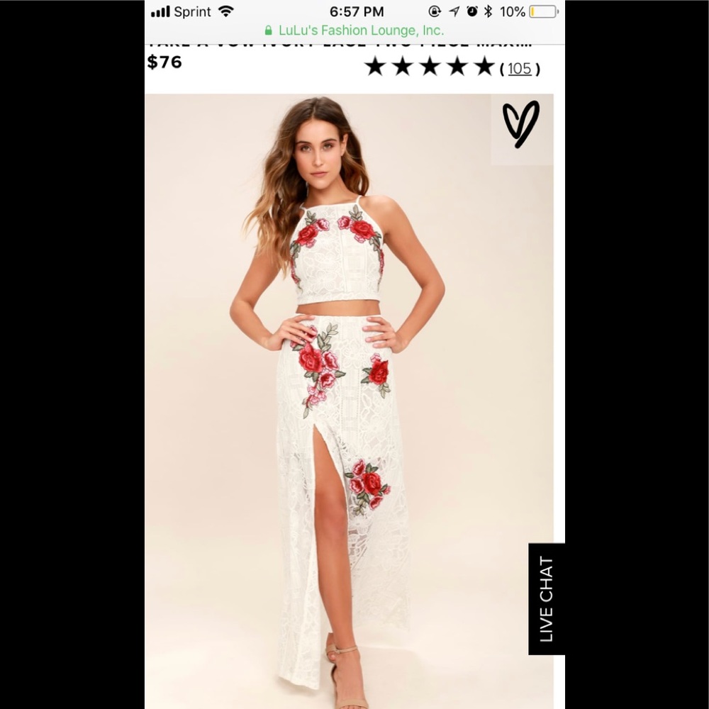 Lulus Ivory Lace Two Piece Maxi Dress